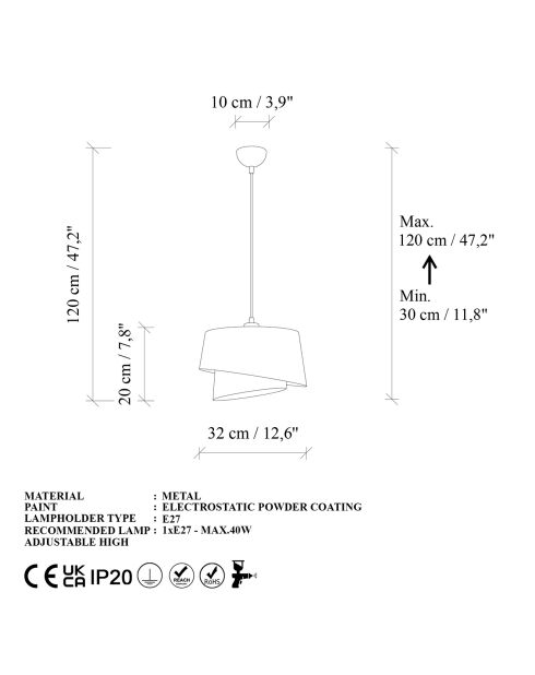 Suspension Stage noire -  30 cm