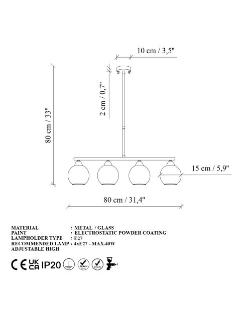 Lámpara dorada Benek - 80x15x80 cm