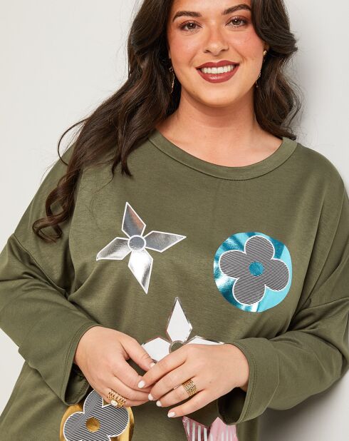 Pull Rose kaki