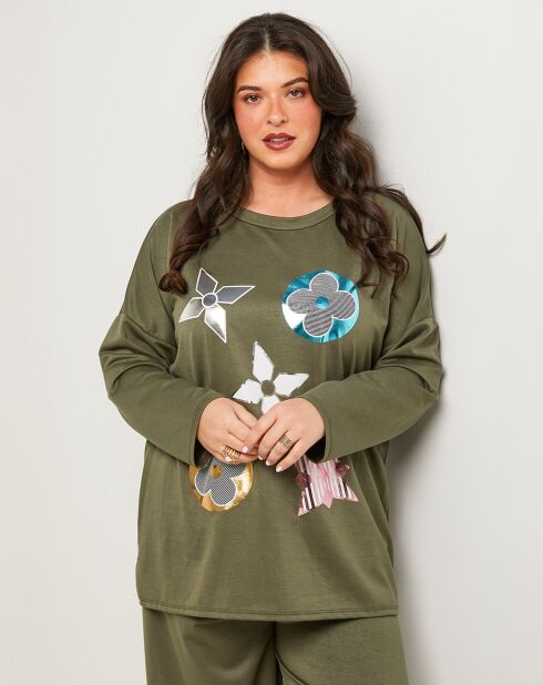 Pull Rose kaki