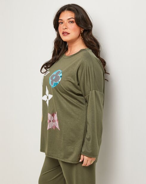 Pull Rose kaki