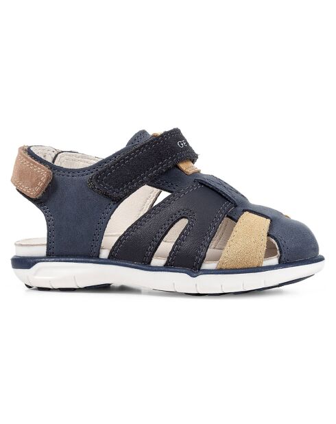 Sandales en Cuir Delhi marine/ocre