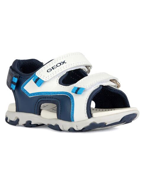 Sandales en Cuir Flaffee blanc/bleu marine