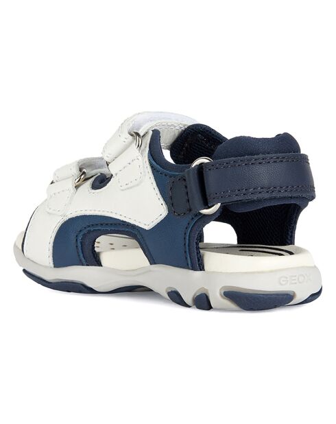 Sandales en Cuir Flaffee blanc/bleu marine