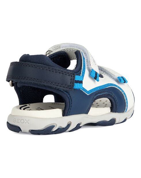 Sandales en Cuir Flaffee blanc/bleu marine