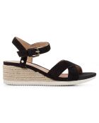 Sandales compensées en Cuir Ischia noires - Talon 5.5 cm