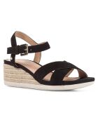 Sandales compensées en Cuir Ischia noires - Talon 5.5 cm