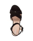 Sandales compensées en Cuir Ischia noires - Talon 5.5 cm