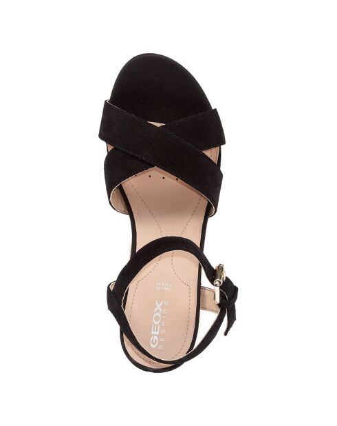 Sandales compensées en Cuir Ischia noires - Talon 5.5 cm