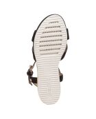 Sandales compensées en Cuir Ischia noires - Talon 5.5 cm