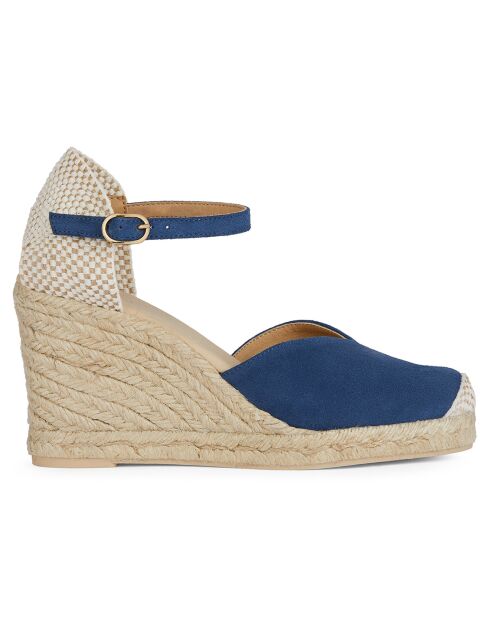 Espadrilles compensées en Velours de Cuir Gelsa avio - Talon 9.5 cm