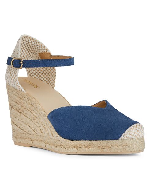 Espadrilles compensées en Velours de Cuir Gelsa avio - Talon 9.5 cm