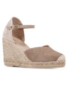Espadrilles compensées en Velours de Cuir Gelsa beige - Talon 9.5 cm