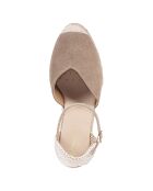 Espadrilles compensées en Velours de Cuir Gelsa beige - Talon 9.5 cm