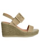 Sandales compensées en Cuir Ponza pistache - Talon 8.5 cm