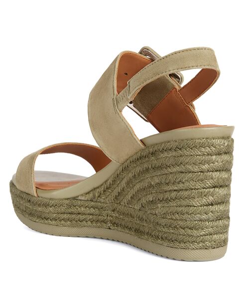 Sandales compensées en Cuir Ponza pistache - Talon 8.5 cm