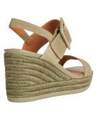 Sandales compensées en Cuir Ponza pistache - Talon 8.5 cm