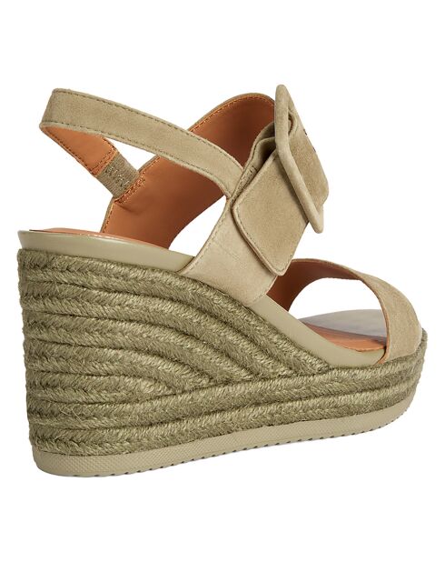 Sandales compensées en Cuir Ponza pistache - Talon 8.5 cm