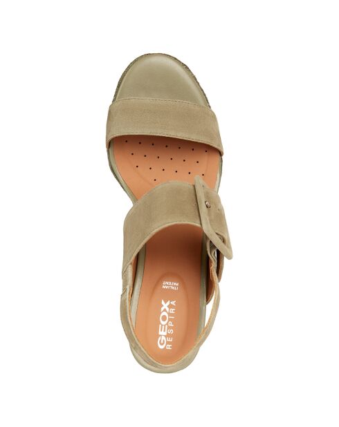 Sandales compensées en Cuir Ponza pistache - Talon 8.5 cm