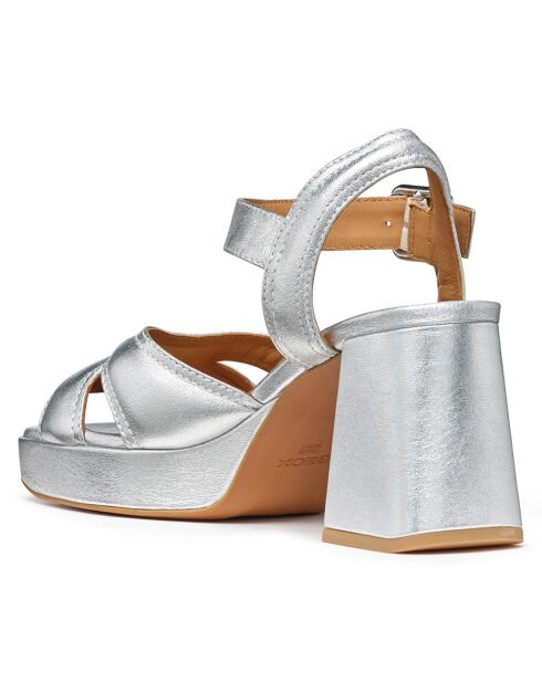 Soledea silberne Ledersandalen - 8,5 cm Absatz