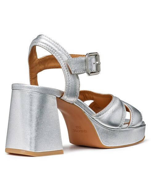 Soledea silberne Ledersandalen - 8,5 cm Absatz