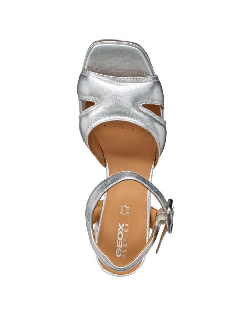 Soledea silberne Ledersandalen - 8,5 cm Absatz