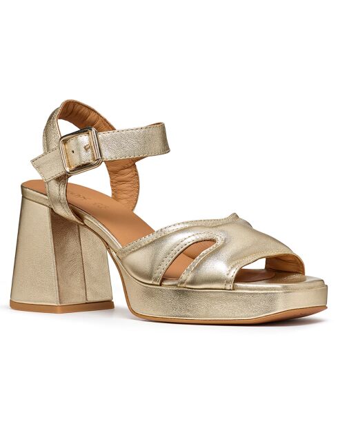 Sandali in pelle Soledea dorati - tacco 8,5 cm