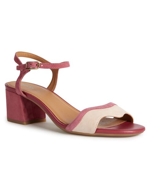 Sandales en Cuir Eraklia cyclamen/nude - Talon 5 cm