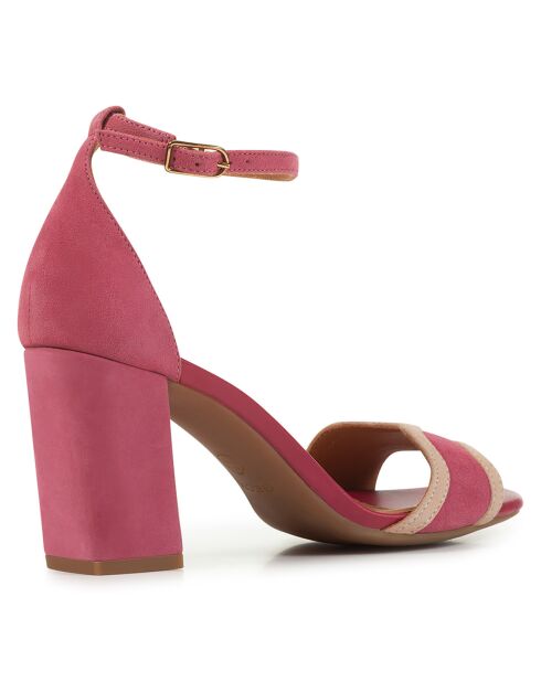 Sandalias de piel Eraklia cyclamen/nude, tacón de 8 cm