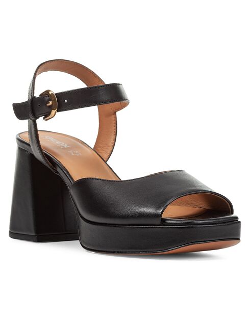 Schwarze Soledea-Ledersandalen — 8,5 cm Absatz