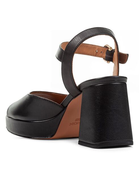 Schwarze Soledea-Ledersandalen — 8,5 cm Absatz