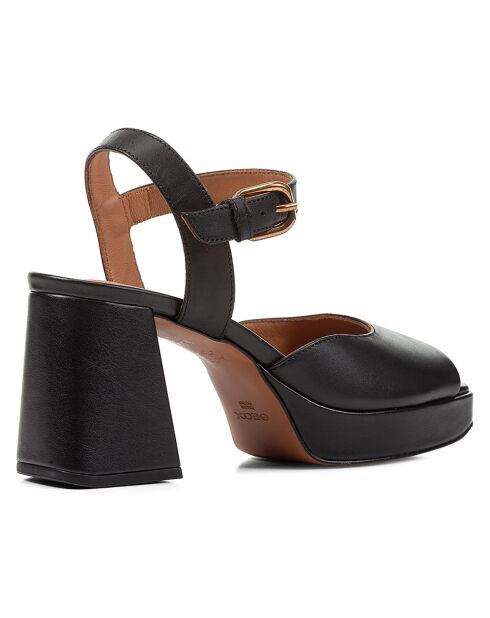 Schwarze Soledea-Ledersandalen — 8,5 cm Absatz