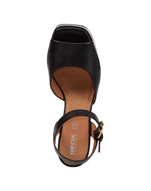 Schwarze Soledea-Ledersandalen — 8,5 cm Absatz