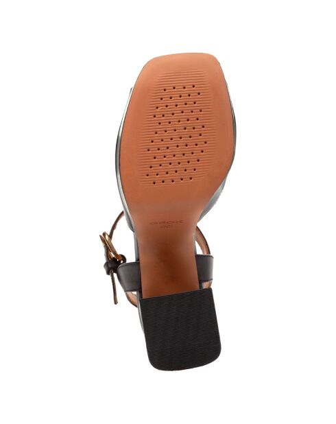 Schwarze Soledea-Ledersandalen — 8,5 cm Absatz