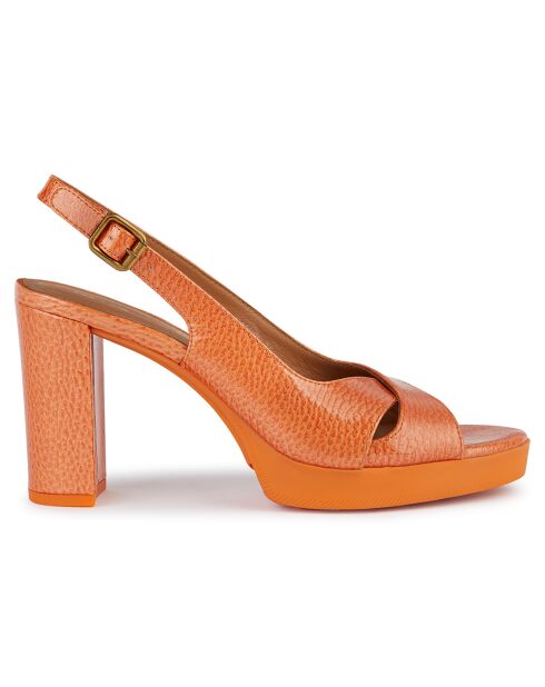 Sandales en Cuir Walk Pleasure orange - Talon 8.5 cm