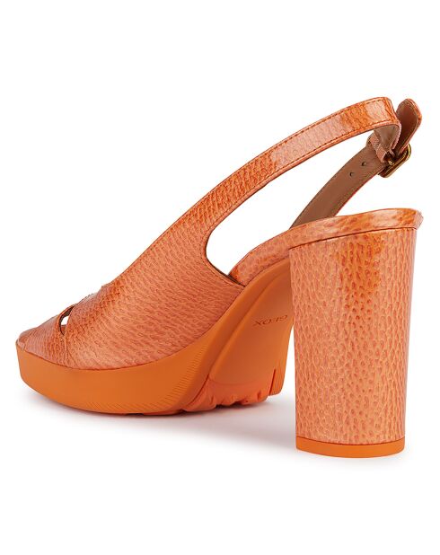 Sandales en Cuir Walk Pleasure orange - Talon 8.5 cm