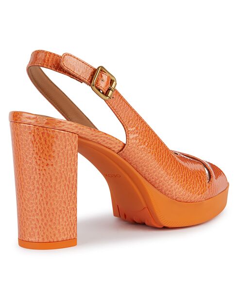 Sandales en Cuir Walk Pleasure orange - Talon 8.5 cm