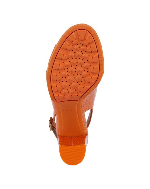 Sandales en Cuir Walk Pleasure orange - Talon 8.5 cm