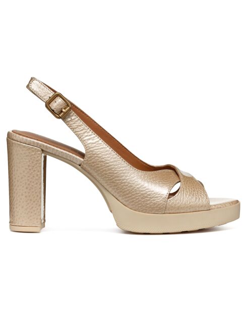 Sandalias Walk Pleasure de piel natural oscura, tacón de 8,5 cm