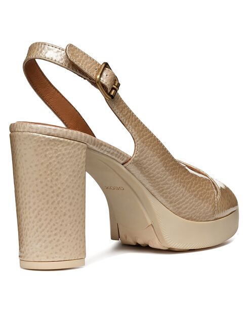 Sandalias Walk Pleasure de piel natural oscura, tacón de 8,5 cm