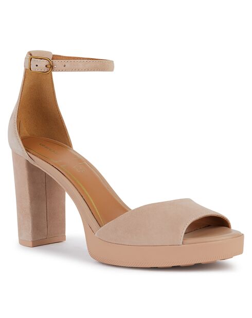 Sandalias Walk Pleasure de piel natural oscura, tacón de 8,5 cm