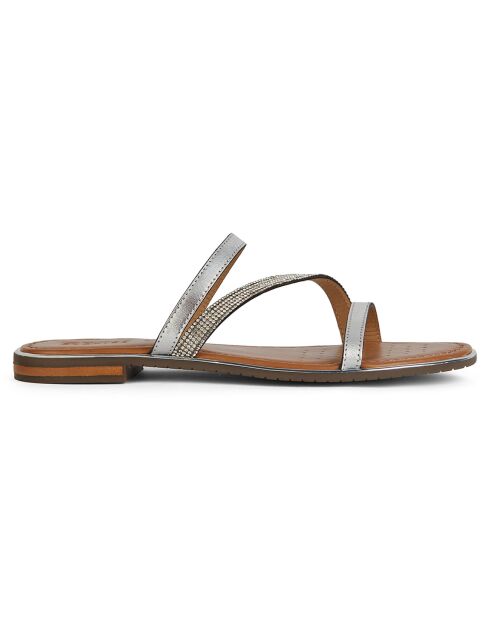 Silberne Sozy Ledersandalen