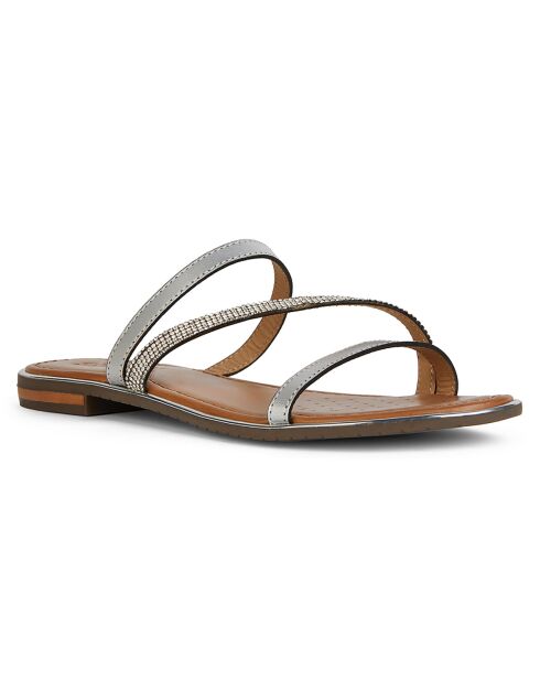 Silberne Sozy Ledersandalen