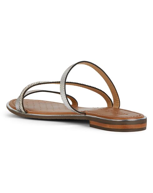 Silberne Sozy Ledersandalen