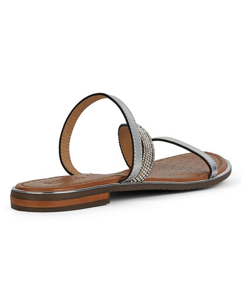 Silberne Sozy Ledersandalen