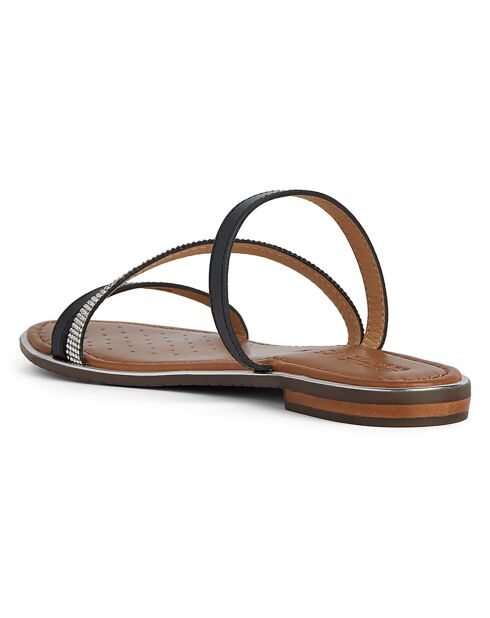 Zwart/zilveren Sozy lederen sandalen