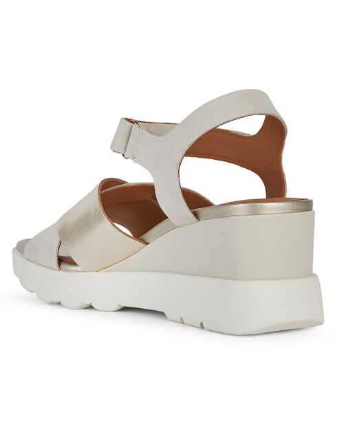 Sandalias de piel Spherica arena clara/oro claro - Tacón 7 cm