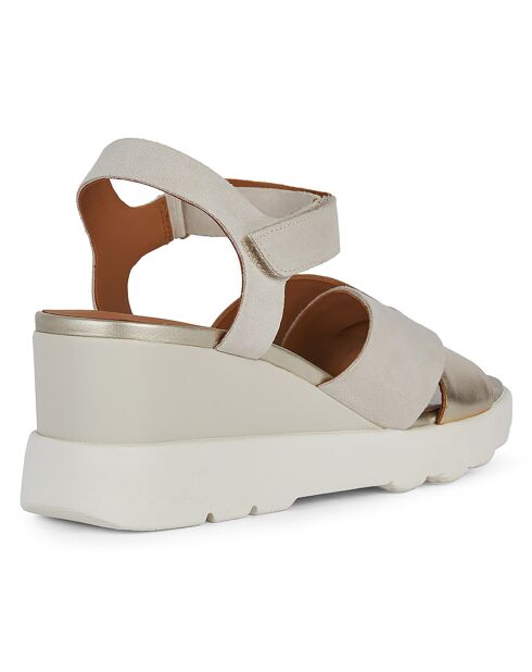 Sandales en Cuir Spherica sable clair/doré clair - Talon 7 cm