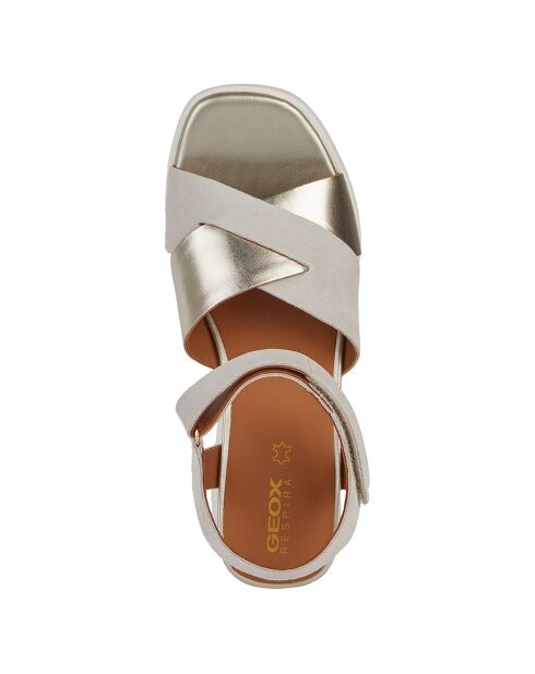 Sandales en Cuir Spherica sable clair/doré clair - Talon 7 cm