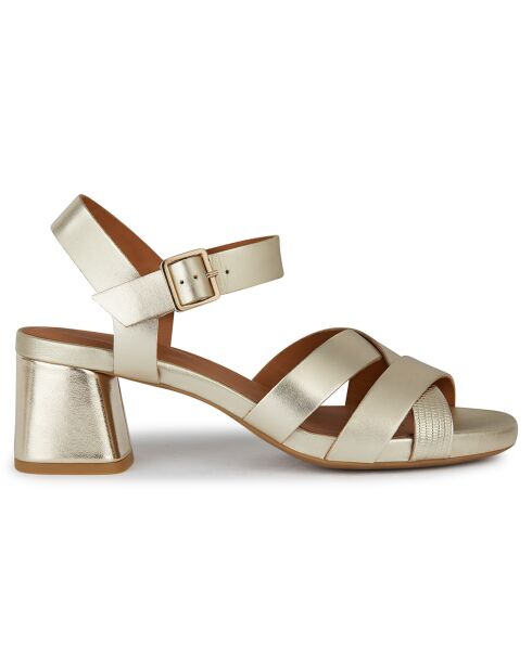 Sandales en Cuir Genziana doré pâle - Talon 6.5 cm
